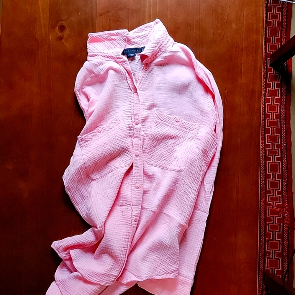 Sanctuary Blouse in pink waffle
